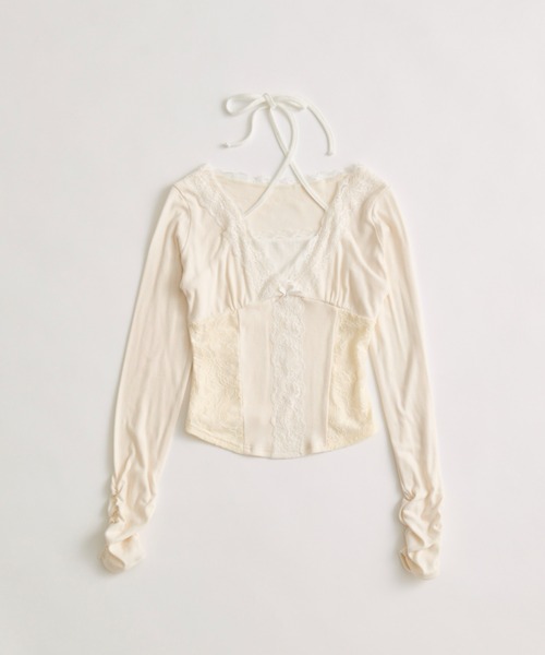 OLIVE des OLIVE(オリーブデオリーブ)の「レーストリムトップス(Tシャツ/カットソー・レディース・ピンク/トップグレー/オフホワイト・FREE)」の16枚目の写真