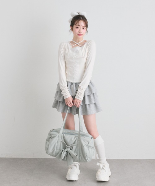 OLIVE des OLIVE(オリーブデオリーブ)の「レーストリムトップス(Tシャツ/カットソー・レディース・ピンク/トップグレー/オフホワイト・FREE)」の22枚目の写真