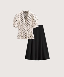 LA POMME petit（ラポミ・プチ）の「Puff Sleeve Dots Set Up（セットアップ）」