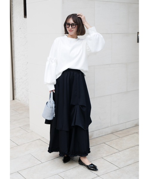 BeBeoD（べベッド）の「エアリーレイヤードフリルスカート（スカート・レディース・ホワイト/ブラック・フリー）」の2枚目の写真