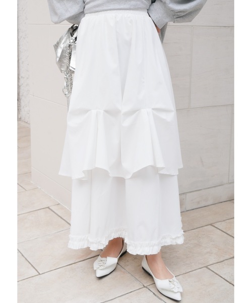 BeBeoD（べベッド）の「エアリーレイヤードフリルスカート（スカート・レディース・ホワイト/ブラック・フリー）」の5枚目の写真