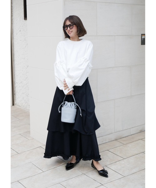 BeBeoD（べベッド）の「エアリーレイヤードフリルスカート（スカート・レディース・ホワイト/ブラック・フリー）」の7枚目の写真