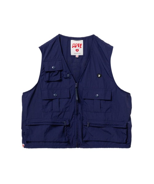 A BATHING APE（アベイシングエイプ）の「SILICON BADGE MULTI-POCKETS VEST（ミリタリージャケット・レディース・アイボリー/ネイビー・X-SMALL/SMALL）」の2枚目の写真