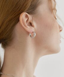 triangle oblique hoop earrings (E012_silver)