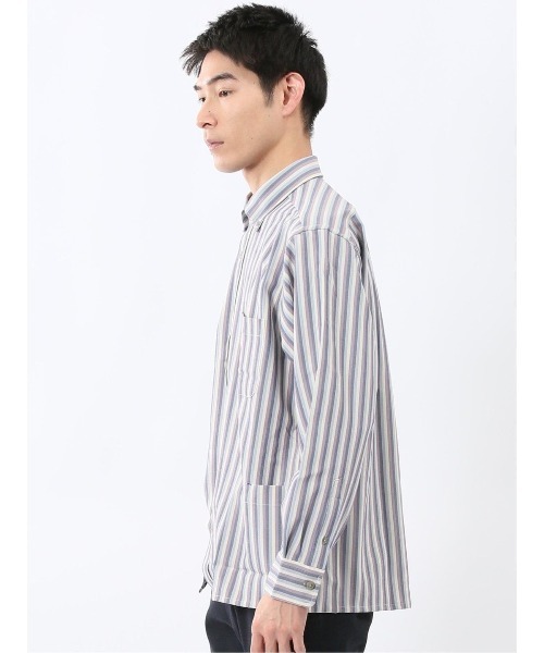 m.f.editorial(エムエフエディトリアル)の「【ストレッチ】ジェリー/GERRY ストライプ 長袖 シャツアウター(シャツ/ブラウス・メンズ・ブルー/パープル・MEDIUM/LARGE)」の13枚目の写真