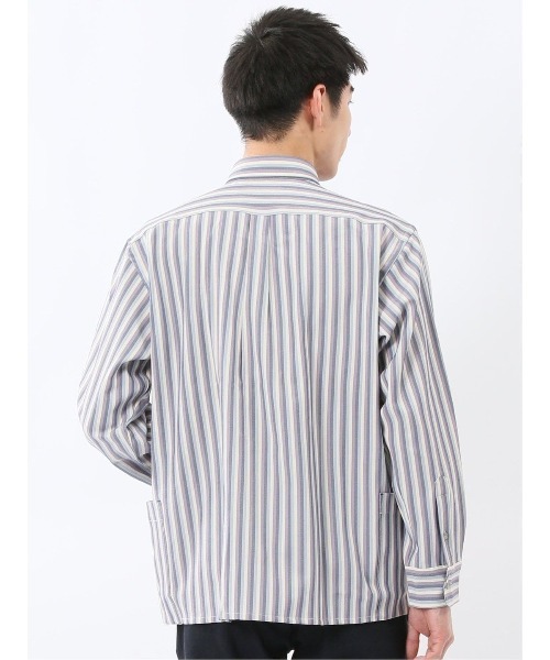 m.f.editorial(エムエフエディトリアル)の「【ストレッチ】ジェリー/GERRY ストライプ 長袖 シャツアウター(シャツ/ブラウス・メンズ・ブルー/パープル・MEDIUM/LARGE)」の14枚目の写真