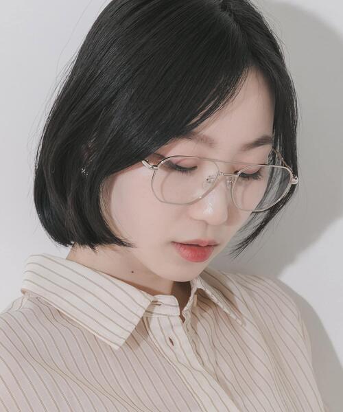 SMELLY（スメリー）の「ダブルブリッジダテメガネ（メガネ・レディース・シルバー・-）」の4枚目の写真