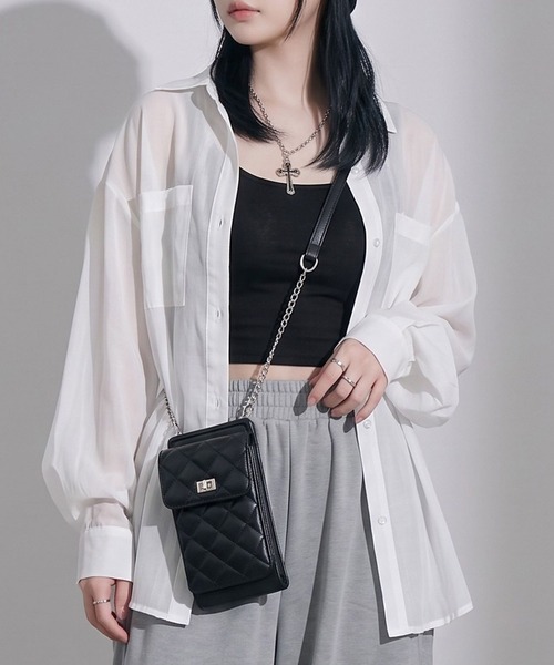 Diable baiser(ディアブルベーゼ)の「【ZOZO限定】やや透け感長袖シアーシャツ(シャツ/ブラウス・レディース・ホワイト/ブルー/ブラック・MEDIUM)」の1枚目の写真
