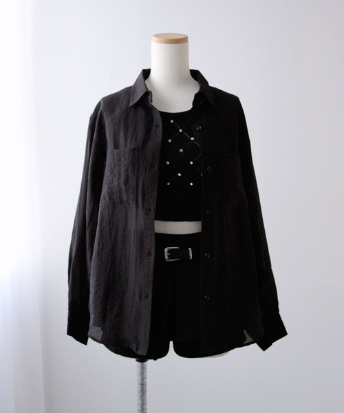 Diable baiser(ディアブルベーゼ)の「【ZOZO限定】やや透け感長袖シアーシャツ(シャツ/ブラウス・レディース・ホワイト/ブルー/ブラック・MEDIUM)」の6枚目の写真