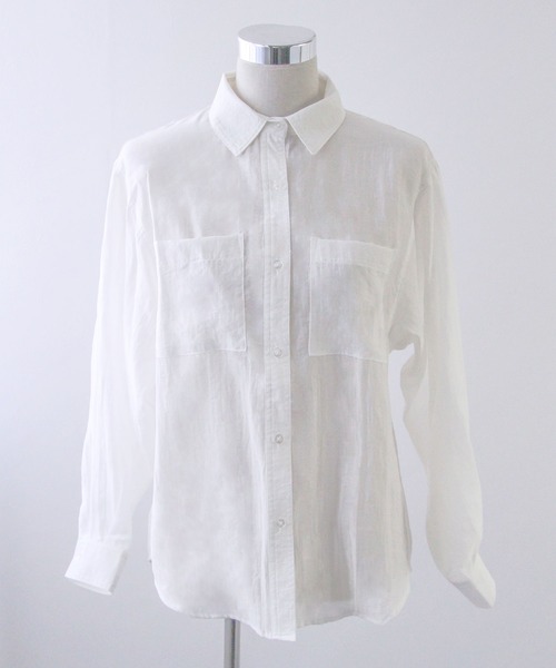 Diable baiser(ディアブルベーゼ)の「【ZOZO限定】やや透け感長袖シアーシャツ(シャツ/ブラウス・レディース・ホワイト/ブルー/ブラック・MEDIUM)」の15枚目の写真