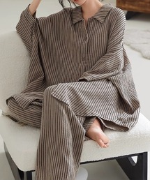 SallyLunn（サリーラン）の「セットアップストライプロングシャツガウン（セットアップ）」