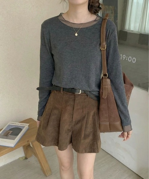 MAISON DE THERESE(メゾン ド テレーズ)の「インナー T シャツ メッシュ クルーネック 長袖 ヴィンテージ 肌触り(Tシャツ/カットソー・レディース・ブラック/Off White/ダークグレー・M/L)」の10枚目の写真