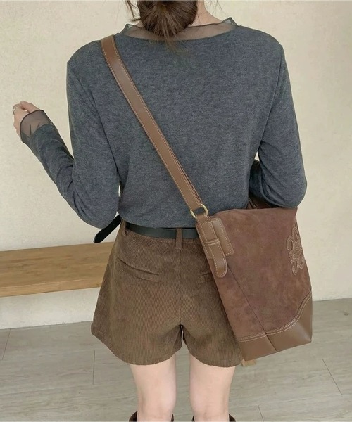 MAISON DE THERESE(メゾン ド テレーズ)の「インナー T シャツ メッシュ クルーネック 長袖 ヴィンテージ 肌触り(Tシャツ/カットソー・レディース・ブラック/Off White/ダークグレー・M/L)」の12枚目の写真