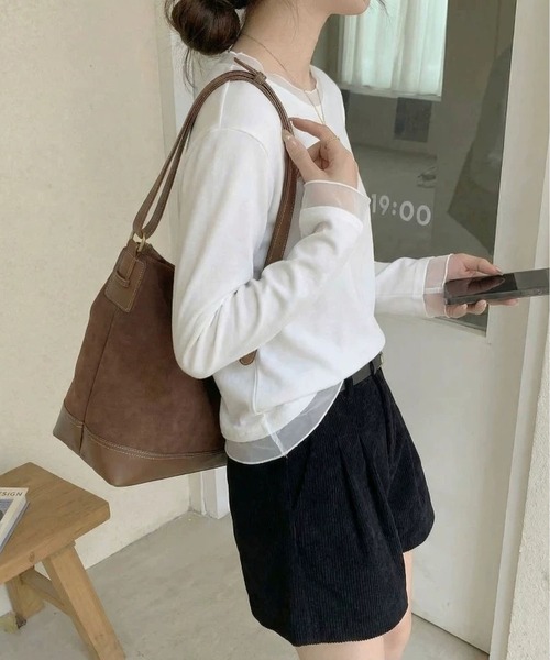 MAISON DE THERESE(メゾン ド テレーズ)の「インナー T シャツ メッシュ クルーネック 長袖 ヴィンテージ 肌触り(Tシャツ/カットソー・レディース・ブラック/Off White/ダークグレー・M/L)」の19枚目の写真