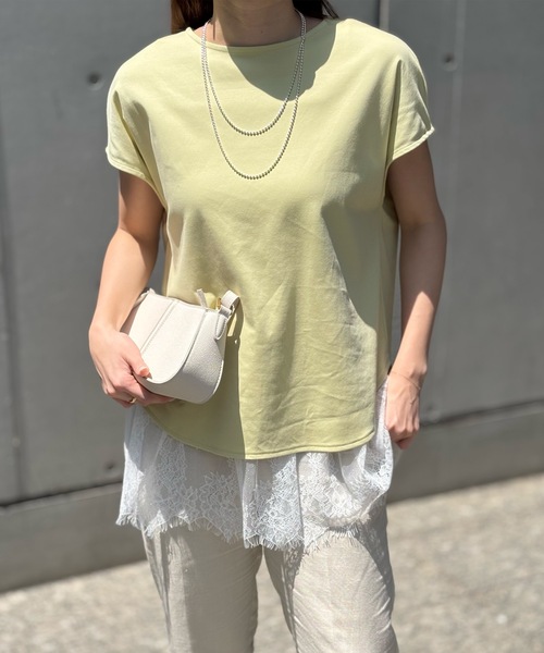 Emma Taylor(エマテイラー)の「シルクタッチスムースバックジッププルオーバー(Tシャツ/カットソー・レディース・ホワイト/サックスブルー/ブラック/ライトイエロー・FREE)」の4枚目の写真