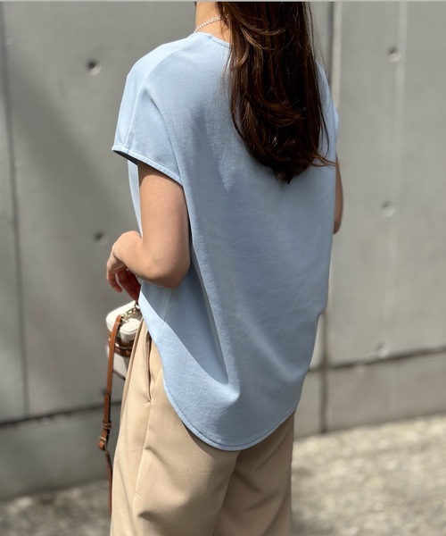 Emma Taylor(エマテイラー)の「シルクタッチスムースバックジッププルオーバー(Tシャツ/カットソー・レディース・ホワイト/サックスブルー/ブラック/ライトイエロー・FREE)」の14枚目の写真