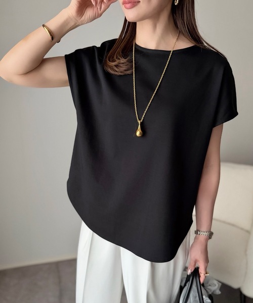 Emma Taylor(エマテイラー)の「シルクタッチスムースバックジッププルオーバー(Tシャツ/カットソー・レディース・ホワイト/サックスブルー/ブラック/ライトイエロー・FREE)」の10枚目の写真