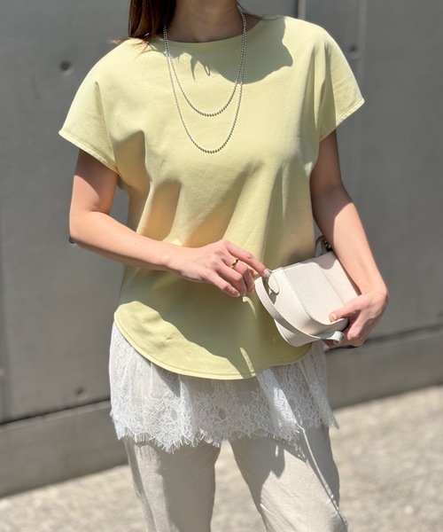 Emma Taylor(エマテイラー)の「シルクタッチスムースバックジッププルオーバー(Tシャツ/カットソー・レディース・ホワイト/サックスブルー/ブラック/ライトイエロー・FREE)」の19枚目の写真