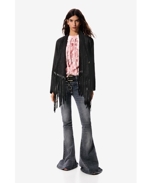 Desigual(デシグアル)の「【Desigual×MASHA POPOVA】ブラック編み込み本革×ゴールドスクエアバックルレザーベルト(ベルト・レディース・ブラック・L/M/S)」の2枚目の写真