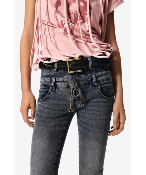 Desigual(デシグアル)の「【Desigual×MASHA POPOVA】ブラック編み込み本革×ゴールドスクエアバックルレザーベルト(ベルト・レディース・ブラック・L/M/S)」の4枚目の写真