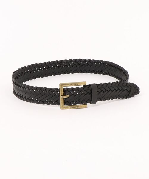 Desigual(デシグアル)の「【Desigual×MASHA POPOVA】ブラック編み込み本革×ゴールドスクエアバックルレザーベルト(ベルト・レディース・ブラック・L/M/S)」の7枚目の写真