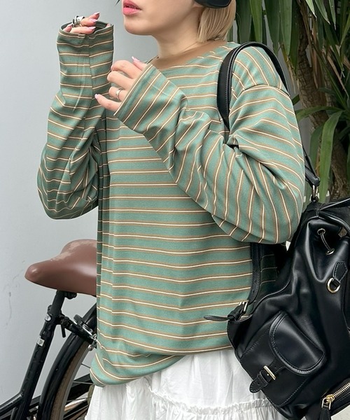 Alley Tokyo（アリートーキョー）の「ボーダーBigロンT（Tシャツ/カットソー・レディース・グリーン/ピンク・FREE）」の20枚目の写真