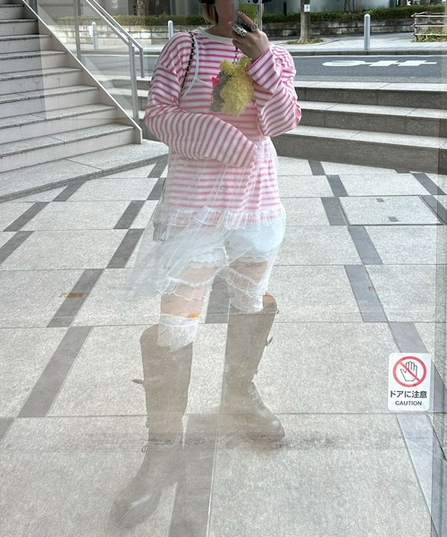 Alley Tokyo（アリートーキョー）の「ボーダーBigロンT（Tシャツ/カットソー・レディース・グリーン/ピンク・FREE）」の15枚目の写真