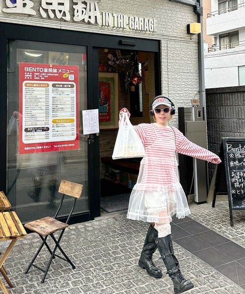 Alley Tokyo（アリートーキョー）の「ボーダーBigロンT（Tシャツ/カットソー・レディース・グリーン/ピンク・FREE）」の16枚目の写真