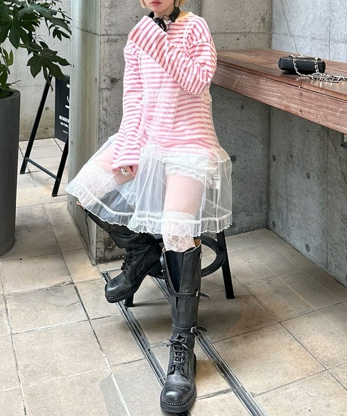 Alley Tokyo（アリートーキョー）の「ボーダーBigロンT（Tシャツ/カットソー・レディース・グリーン/ピンク・FREE）」の9枚目の写真