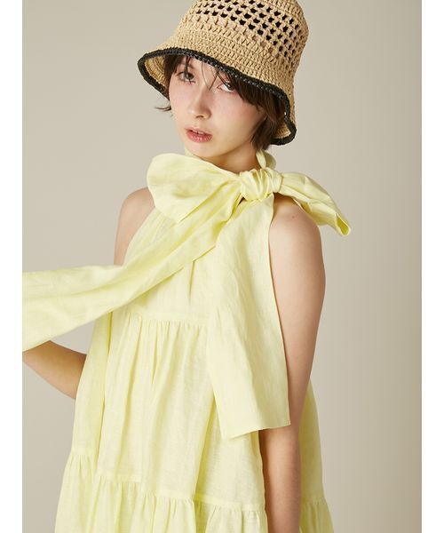 FURFUR(ファーファー)の「ボウタイアメスリワンピース(ワンピース・レディース・イエロー/オフホワイト/ブラック・F)」の14枚目の写真