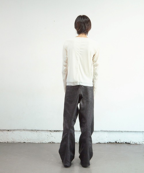 NVRFRGT(ネヴァーフォーゲット)の「DOUBLE LAYERED LONG SLEEVE T-SHIRT(Tシャツ/カットソー・レディース・ブラック/ベージュ・1)」の8枚目の写真