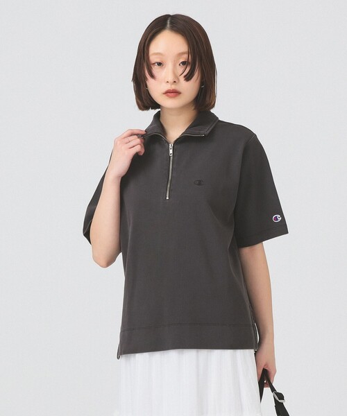 Champion(チャンピオン)の「【別注】Champion / ハーフ ジップ Tシャツ(Tシャツ/カットソー・レディース・ブラック系その他/ライトグレー・MEDIUM)」の1枚目の写真