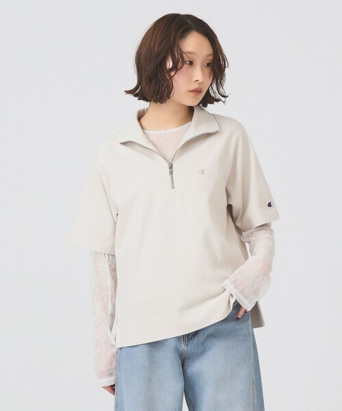 Champion(チャンピオン)の「【別注】Champion / ハーフ ジップ Tシャツ(Tシャツ/カットソー・レディース・ブラック系その他/ライトグレー・MEDIUM)」の2枚目の写真