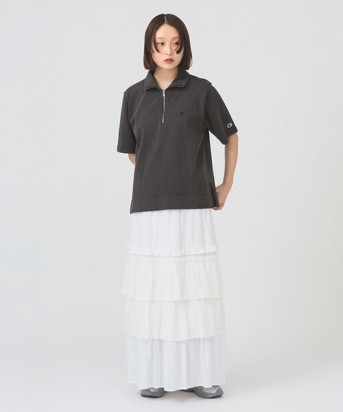 Champion(チャンピオン)の「【別注】Champion / ハーフ ジップ Tシャツ(Tシャツ/カットソー・レディース・ブラック系その他/ライトグレー・MEDIUM)」の7枚目の写真