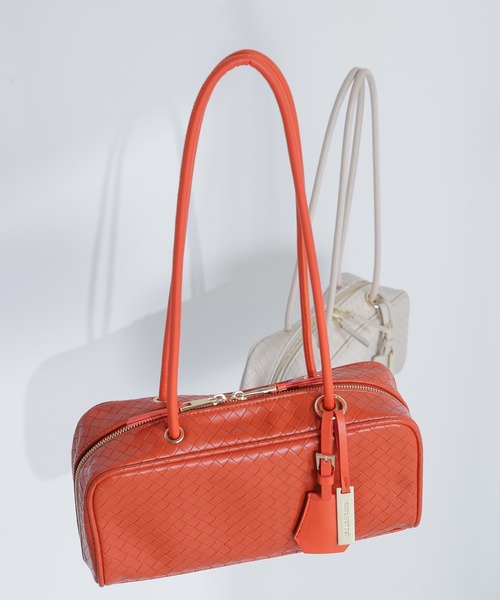 NATURAL BEAUTY BASIC(ナチュラルビューティーベーシック)の「◇メッシュエンボスワイドボストンバッグ(ボストンバッグ・レディース・オレンジ/ブラウン/オフホワイト・フリ-)」の3枚目の写真