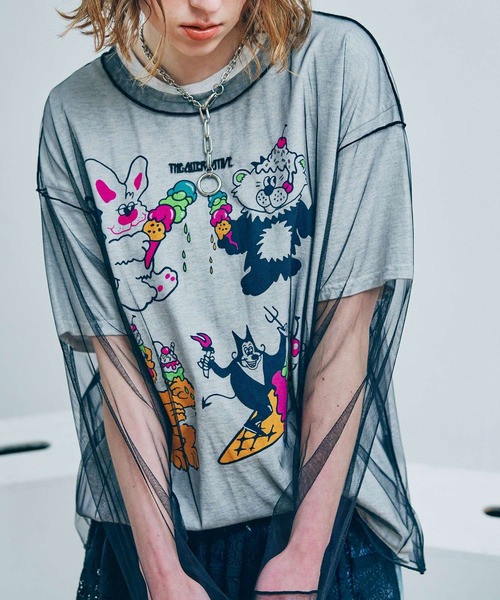 RNA(アールエヌエー)の「M2688 チュールメッシュルーズロンT(Tシャツ/カットソー・レディース・ライトパープル/ホワイト/ブラック・MEDIUM)」の15枚目の写真