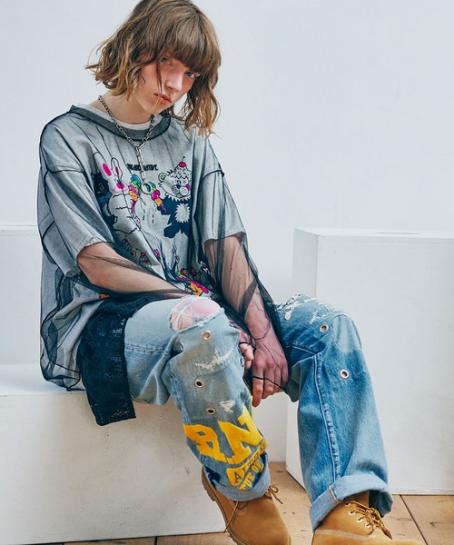 RNA(アールエヌエー)の「M2688 チュールメッシュルーズロンT(Tシャツ/カットソー・レディース・ライトパープル/ホワイト/ブラック・MEDIUM)」の16枚目の写真