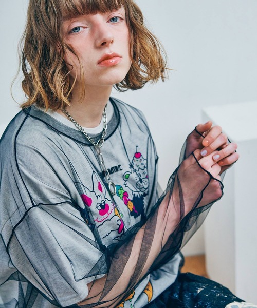 RNA(アールエヌエー)の「M2688 チュールメッシュルーズロンT(Tシャツ/カットソー・レディース・ライトパープル/ホワイト/ブラック・MEDIUM)」の17枚目の写真