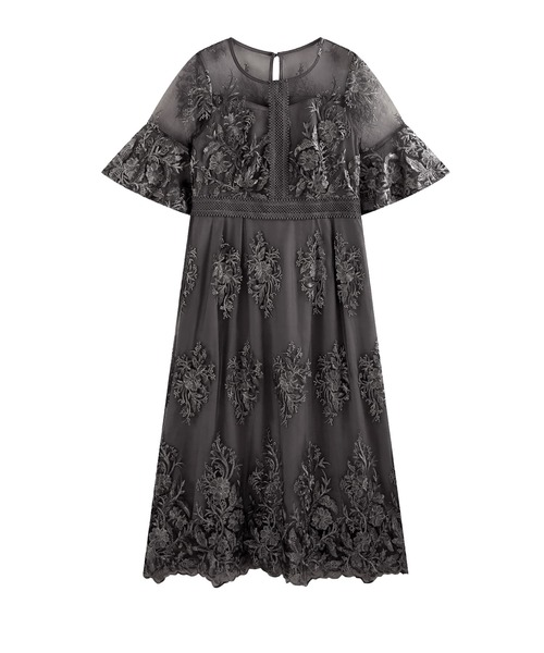 DRESS PLUS(ドレスプラス)の「ワンピース ドレス 総レース ミモレ丈 結婚式(ドレス・レディース・ネイビー/スモークピンク/ダークグレー・S/XL/L)」の11枚目の写真