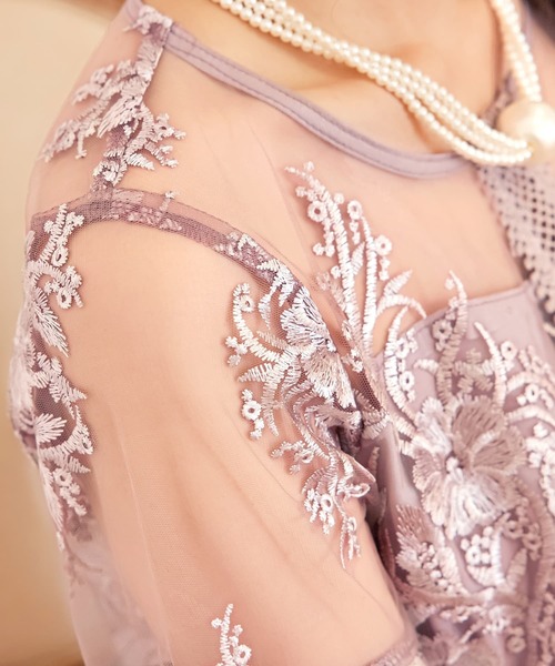 DRESS PLUS(ドレスプラス)の「ワンピース ドレス 総レース ミモレ丈 結婚式(ドレス・レディース・ネイビー/スモークピンク/ダークグレー・S/XL/L)」の19枚目の写真