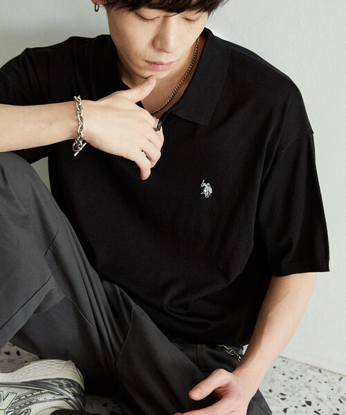 U.S. POLO ASSN.(ユーエスポロアッスン)の「U.S. POLO ASSN. × PUBLUX/ユーエスポロアッスン <接触冷感>別注 サマーニット ポロ 限定展開(ポロシャツ・メンズ・ブラック/チャコールグレー/グレー/ネイビー/インディゴブルー/ブラウン/ダークブラウン・LARGE/MEDIUM/SMALL)」の9枚目の写真