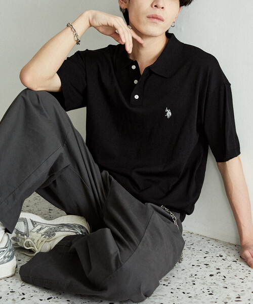 U.S. POLO ASSN.(ユーエスポロアッスン)の「U.S. POLO ASSN. × PUBLUX/ユーエスポロアッスン <接触冷感>別注 サマーニット ポロ 限定展開(ポロシャツ・メンズ・ブラック/チャコールグレー/グレー/ネイビー/インディゴブルー/ブラウン/ダークブラウン・LARGE/MEDIUM/SMALL)」の14枚目の写真