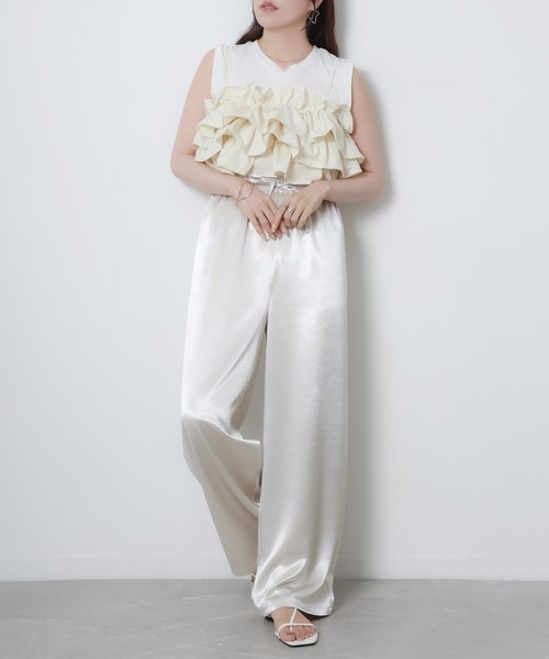 Riberry（リベリー）の「サテンイージーワイドパンツ（その他パンツ・レディース・ピンク/アイボリー/ブラック/グレイッシュベージュ・FREE）」の15枚目の写真