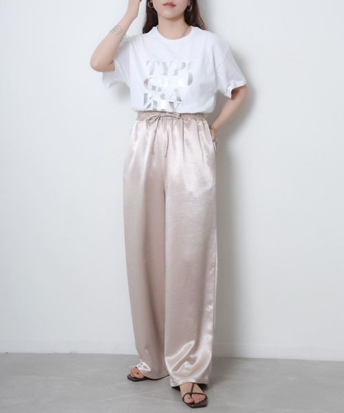 Riberry（リベリー）の「サテンイージーワイドパンツ（その他パンツ・レディース・ピンク/アイボリー/ブラック/グレイッシュベージュ・FREE）」の14枚目の写真