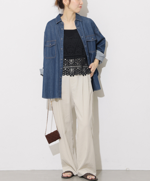 JOURNAL STANDARD relume（ジャーナルスタンダード　レリューム）の「《追加》9oz デニムワークシャツ（シャツ/ブラウス・レディース・ネイビー/ブルー・FREE）」の3枚目の写真