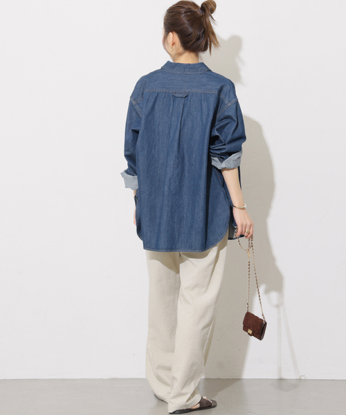 JOURNAL STANDARD relume（ジャーナルスタンダード　レリューム）の「《追加》9oz デニムワークシャツ（シャツ/ブラウス・レディース・ネイビー/ブルー・FREE）」の6枚目の写真