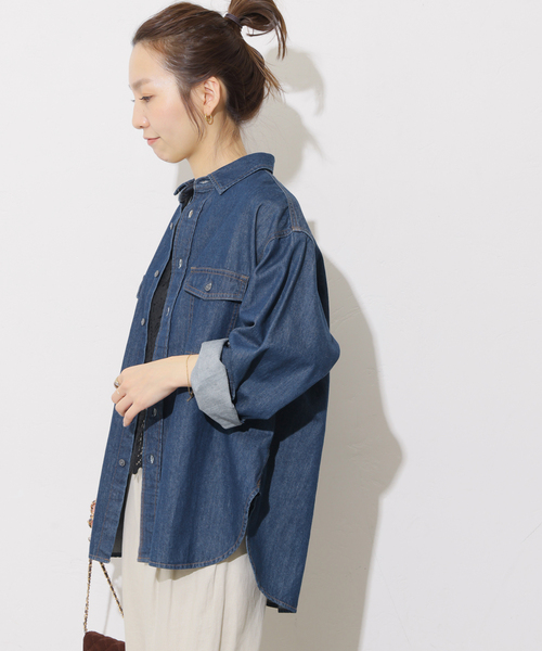 JOURNAL STANDARD relume（ジャーナルスタンダード　レリューム）の「《追加》9oz デニムワークシャツ（シャツ/ブラウス・レディース・ネイビー/ブルー・FREE）」の9枚目の写真