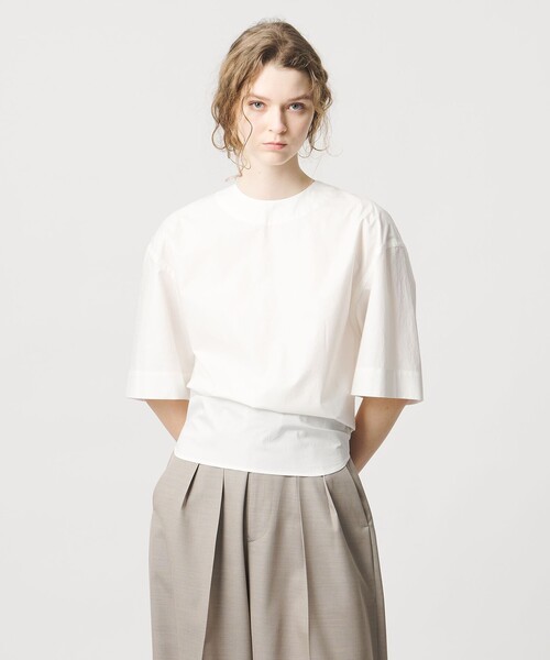 LOEFF(ロエフ)の「<LOEFF>フィッシュテイル ショートスリーブ シャツ(シャツ/ブラウス・レディース・ホワイト/ネイビー・FREE)」の5枚目の写真