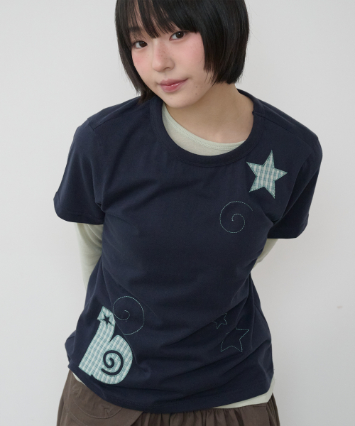 BAUF（バウフ）の「BスタースリムフィットTシャツ[ネイビー]（Tシャツ/カットソー・レディース・その他・FREE）」の5枚目の写真