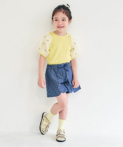 apres les cours（アプレレクール）の「袖刺繍シアースリーブTシャツ（Tシャツ/カットソー・キッズ・ネイビー/アイボリー/イエロー/オレンジ・100/140/130/120/110/90/80）」の5枚目の写真